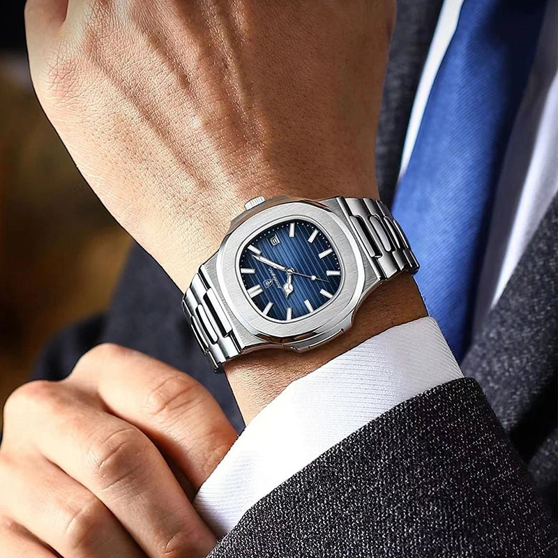 Montre Homme VANTOR™ Titan Bleu Profond – Automatique & Élégance Mécanique